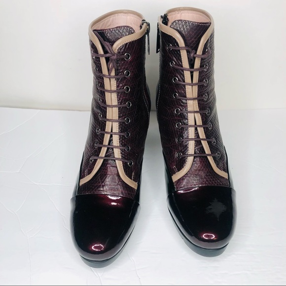 Fellini Sz 40EU/ 9.5-10US Women’s Boots Burgundy Leather Upper/Leather Lining - Picture 3 of 14